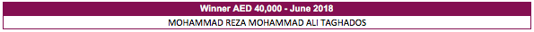 CBI Mabrook AED 40,000 Winner - June 2018